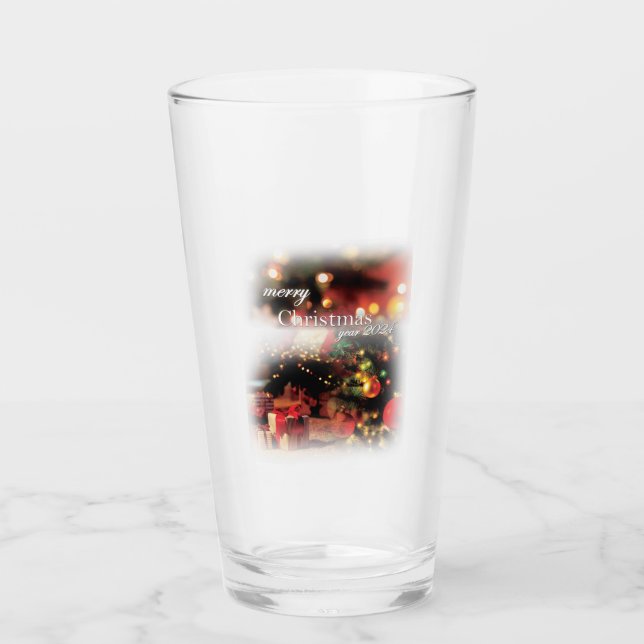 Merry Christmas Drinkware Glass (Front)