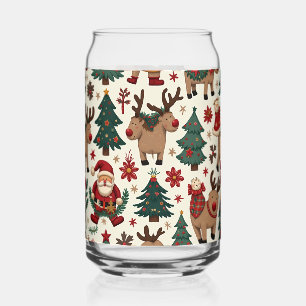 Merry Christmas Drinkware Set Can Glass