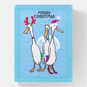 Merry Christmas Ducks Paperweight