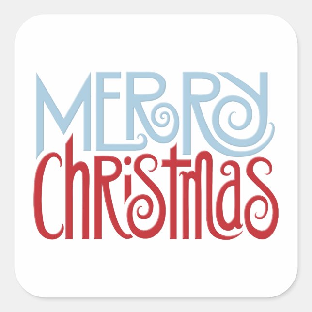 Merry Christmas dusk blue Square Sticker (Front)