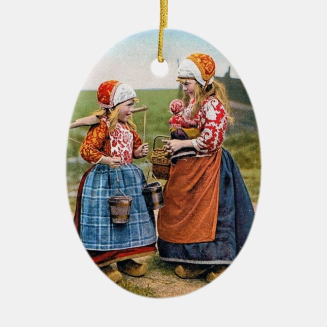 MERRY CHRISTMAS Dutch Girls HOLIDAY ORNAMENT (Front)