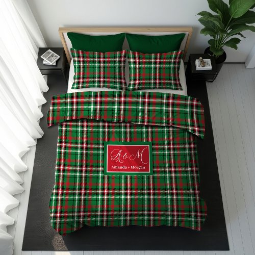 Merry Christmas Duvet Cover Red Green Tartan Gift