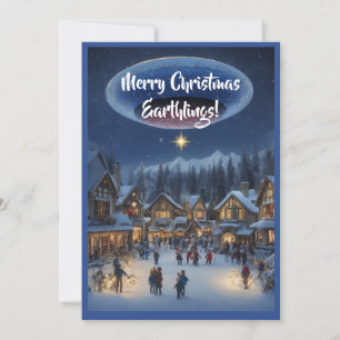 Merry Christmas Earthlings funny alien christmas Holiday Card