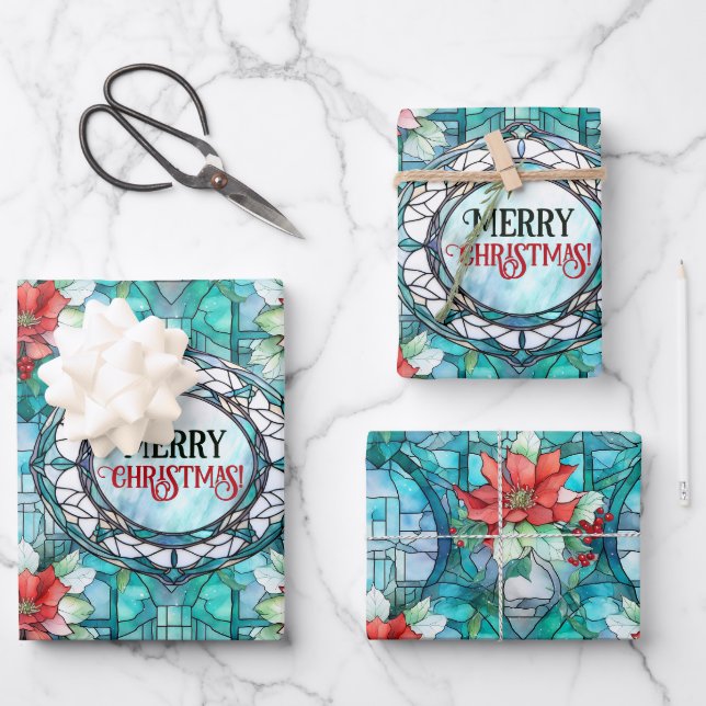 "Merry Christmas!" Editable Slogan Wrapping Paper Sheets (Front)