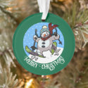 Merry Christmas! Editable Text Skiing Snowman