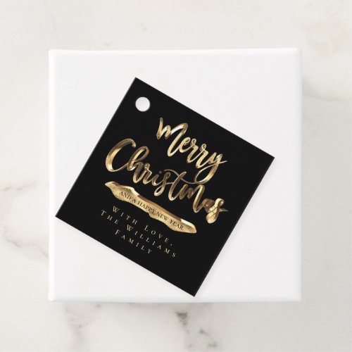 Merry Christmas Elegant Black and Gold Script Chic Favor Tags