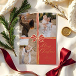 Merry Christmas Elegant Bow Present Photo Collage Foil Holiday Card<br><div class="desc">Celebrate the joy of the holiday season with our "Merry Christmas Elegant Bow Present Photo Collage Christmas Foil Card." This card is the perfect blend of elegance and whimsy, designed to showcase your cherished memories in a delightful and festive manner. The design prominently features our sophisticated Christmas Bow and Ribbon...</div>