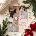 Merry Christmas Elegant Bow Present Photo Collage Holiday Card
