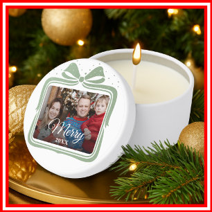  Merry Christmas Elegant Bow Present Photo Collage Mini Candle Favors