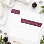 Merry Christmas Elegant Burgundy Return Address Wrap Around Label<br><div class="desc">Dress up your envelopes in style! This wrap-around return address label features a burgundy / wine red background with a watercolor textured appearance and elegant white custom text that can be fully personalized with a "Merry Christmas Greetings" (or other) message in script,  along with your return address.</div>