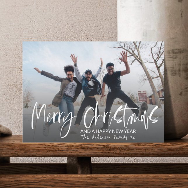 Merry Christmas Elegant Calligraphy 1 Photo  Postcard (Creator Uploaded)