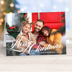 Merry Christmas Elegant Calligraphy Full Photo Holiday Card