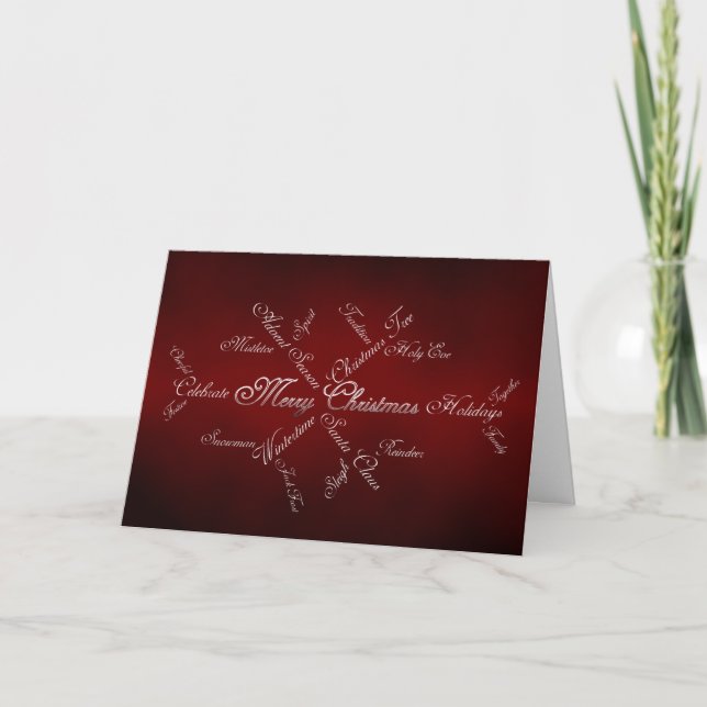 Merry Christmas elegant Christmas snowflake words Card (Front)