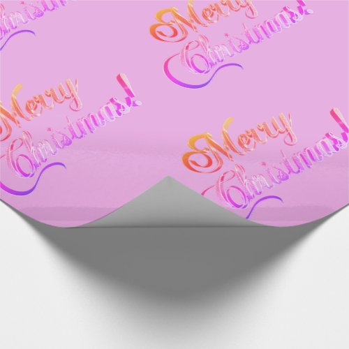 Merry Christmas Elegant Colorful Pink Purple Text Wrapping Paper