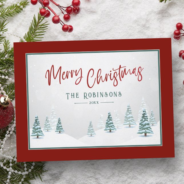 Merry Christmas Elegant Country Winter Spruce Tree Holiday Postcard (Creator Uploaded)