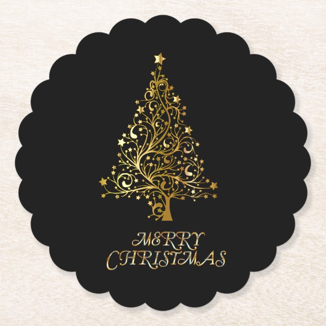 Merry Christmas elegant design Paper Coaster (Front)