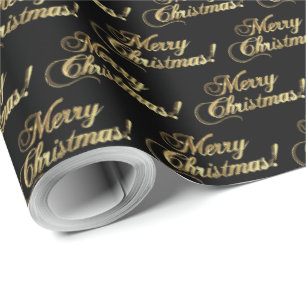 Merry Christmas Elegant Faux Gold Foil Script Wrapping Paper