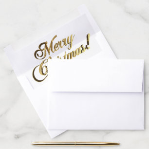 Merry Christmas! Elegant Faux Gold Foil Typography Envelope Liner