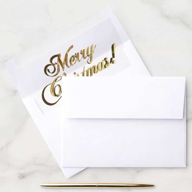 Merry Christmas! Elegant Faux Gold Foil Typography Envelope Liner (Desk)