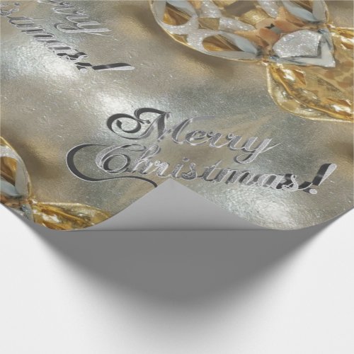 Merry Christmas Elegant Faux Gold Silver Script Wrapping Paper
