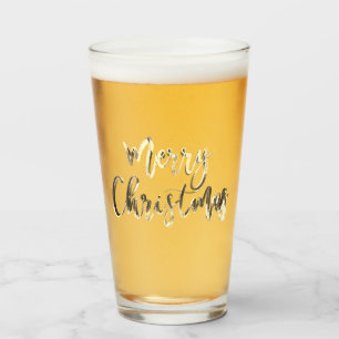 Merry Christmas Elegant Faux Gold Typography Chic Glass