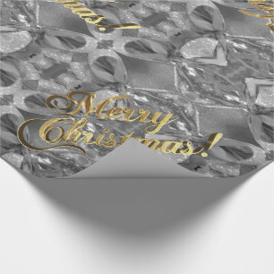 Merry Christmas Elegant Faux Silver Gold Script Wrapping Paper