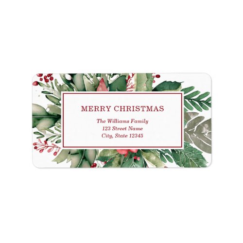 Merry Christmas Elegant Floral Return Address Label