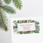Merry Christmas Elegant Floral Return Address Label<br><div class="desc">Merry Christmas Elegant Holiday Floral Greenery Return Address Label</div>