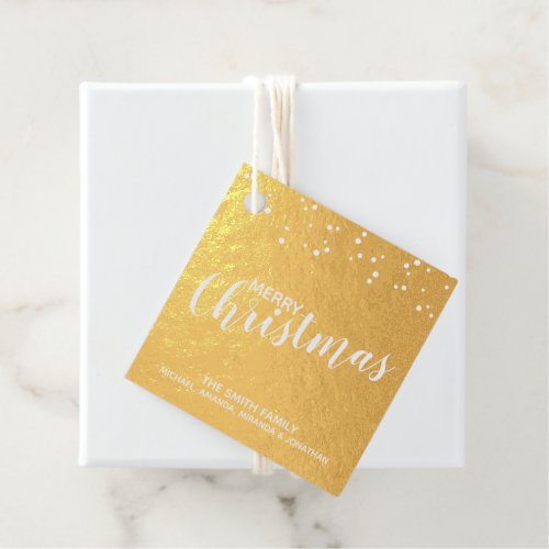 Merry Christmas Elegant Gold Foil Foil Favor Tags