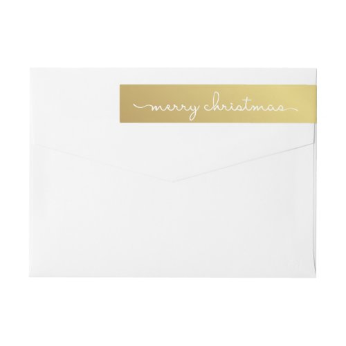 Merry Christmas Elegant Gold Hand Lettered Wrap Wrap Around Label
