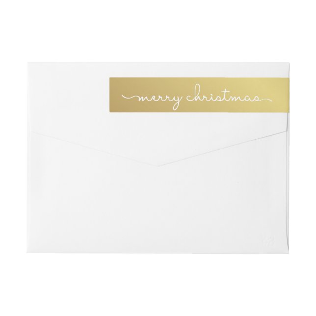 Merry Christmas Elegant Gold Hand Lettered Wrap Wrap Around Label (Back)