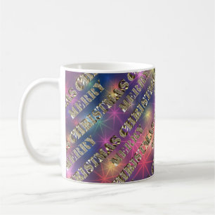 Merry Christmas Elegant Gold Typography Stars Coffee Mug