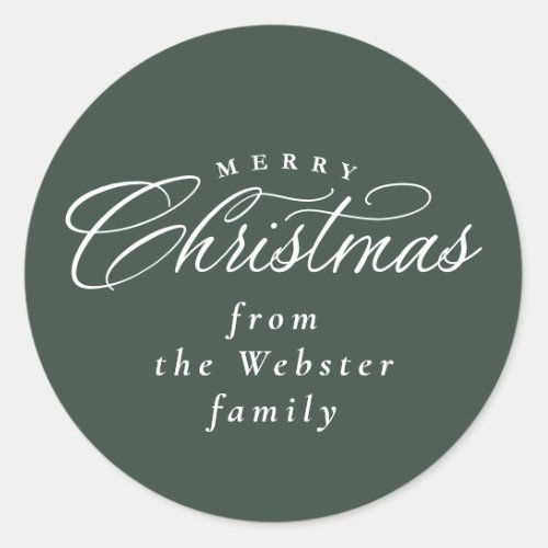 Merry Christmas elegant green holiday gift  Classic Round Sticker