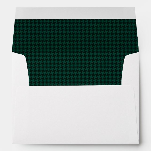 Merry Christmas elegant green houndstooth holiday Envelope (Back (Bottom))