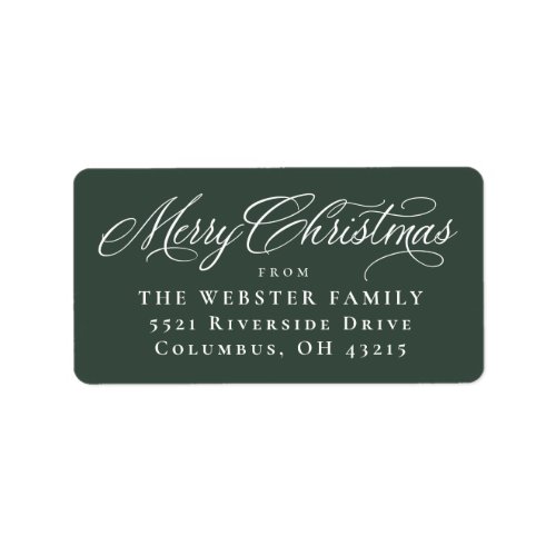 Merry Christmas elegant green return address Label