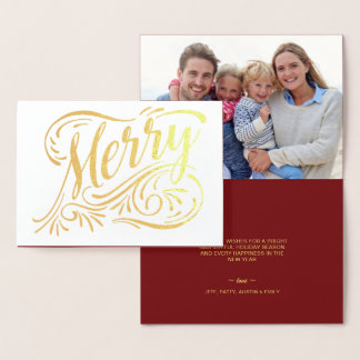 Merry Christmas Elegant Handwritten Gold Foil Card