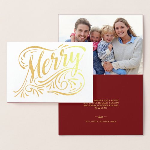 Merry Christmas Elegant Handwritten Gold Foil Foil Card