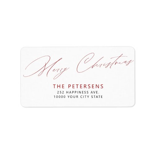 Merry Christmas elegant holiday return address Label
