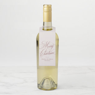 Merry Christmas elegant maroon holiday Bottle Hanger Tag