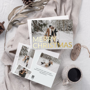 Merry Christmas Elegant Minimalist Photo Foil Holiday Card