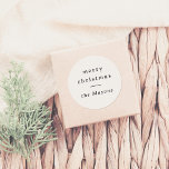 Merry Christmas | Elegant Minimalist Typography Classic Round Sticker<br><div class="desc">Add a festive touch to your holiday gifts and cards with this round “Merry Christmas” sticker. Featuring classic serif typography and a stylish horizontal line divider, the design is personalized with your family name. Perfect for sealing envelopes, decorating presents, or adding a personal touch to any holiday item, these stickers...</div>