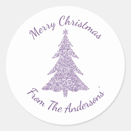 Merry Christmas elegant modern christmas tree Classic Round Sticker