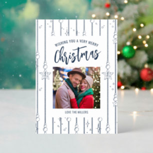 Merry Christmas Elegant Modern Holiday Decorations Letterpress Photo Cards