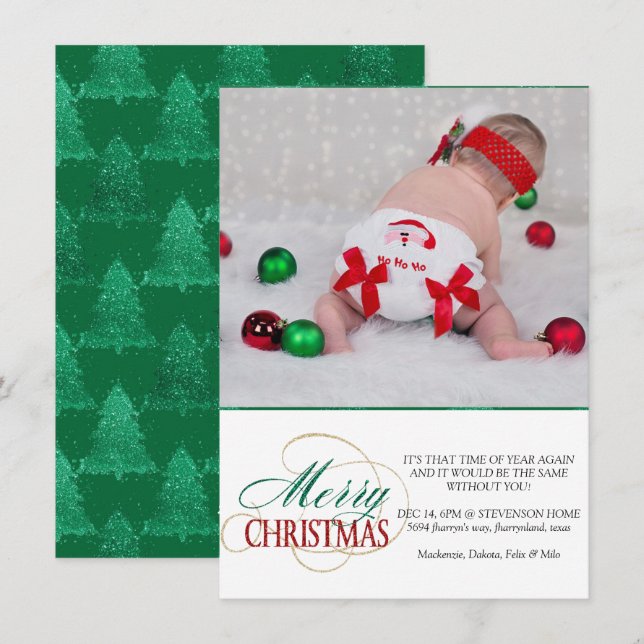 Merry Christmas Elegant Modern Holiday Script Card (Front/Back)