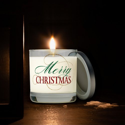 Merry Christmas Elegant Modern Holiday Script Scented Candle