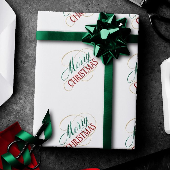 Merry Christmas Elegant Modern Holiday Script Wrapping Paper (Creator Uploaded)