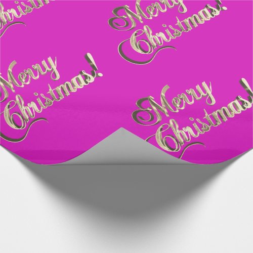 Merry Christmas Elegant Modern Pink and Gold Wrapping Paper