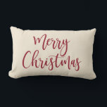 Merry Christmas Elegant Modern Script Red Lumbar Pillow<br><div class="desc">Beautiful pillow for this holiday season! Merry Christmas written in a beautiful calligraphy font.</div>