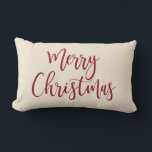 Merry Christmas Elegant Modern Script Red Lumbar Pillow<br><div class="desc">Beautiful pillow for this holiday season! Merry Christmas written in a beautiful calligraphy font.</div>