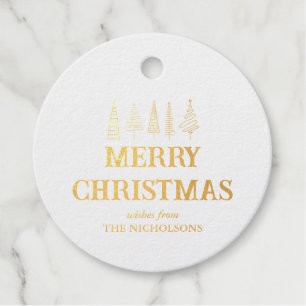Merry Christmas Elegant Modern Script Xmas Tree Foil Favor Tags